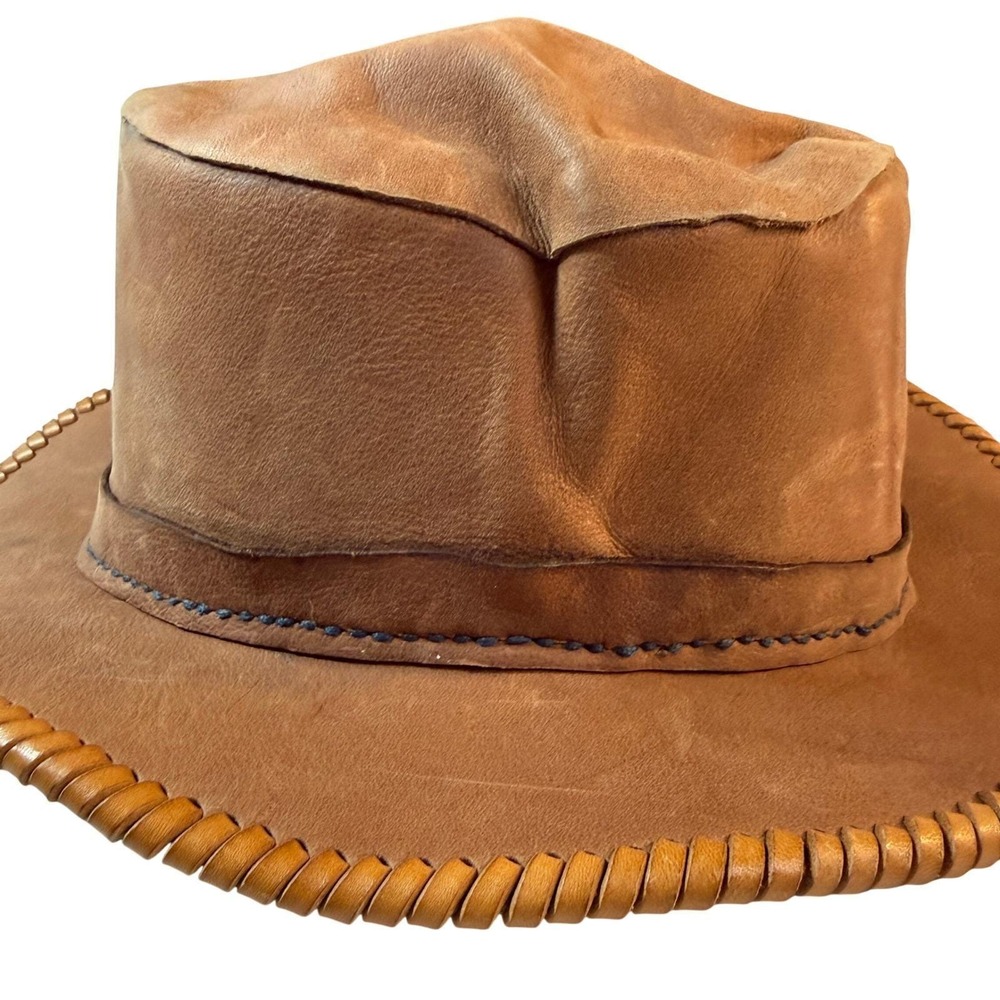 Tooled Leather Cowboy Hat 7 1/4 Handmade Western Vintage Ranch Cowboycore Floral